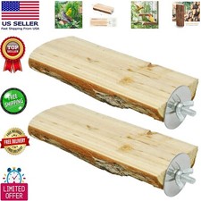 Wooden Bird Perch - 2 Pack Flat Platforms for Active Parakeets  Cockatiels