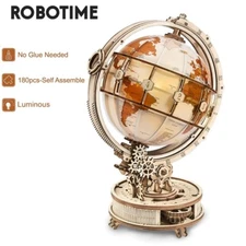 Robotime Rokr 180PCS Luminous Globe With LED Light DIY Wooden Model Building Blo