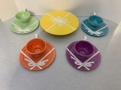 Set of (9) -Department 56 - Sunday Brunch - Cake Stand  4 Cups  4 Dessert Plates