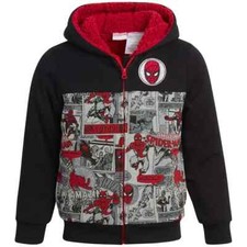 Marvel Spider-Man Boy Kids' Plush Fleece Zip Up Hoodie Jacket Black size 5
