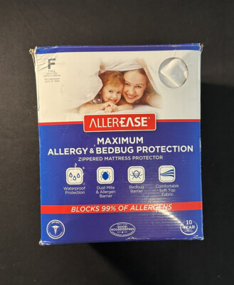 Allerease Maximum Allergy & Bedbug Protector Mattress Cover Zipper Size Full
