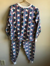 Vtg JC Penney Youth L 16 100% Cotton Flannel Skier Pajama Pants Top Set