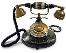 AntiqueMaharaja Rotary Telephone  Dial Landline Phone Brass Desk Victorian