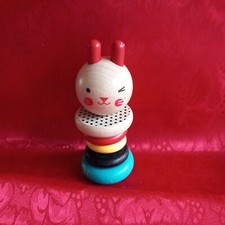 PETIT COLLAGE - MODERN BUNNY WOODEN RATTLE - Ages 6 month