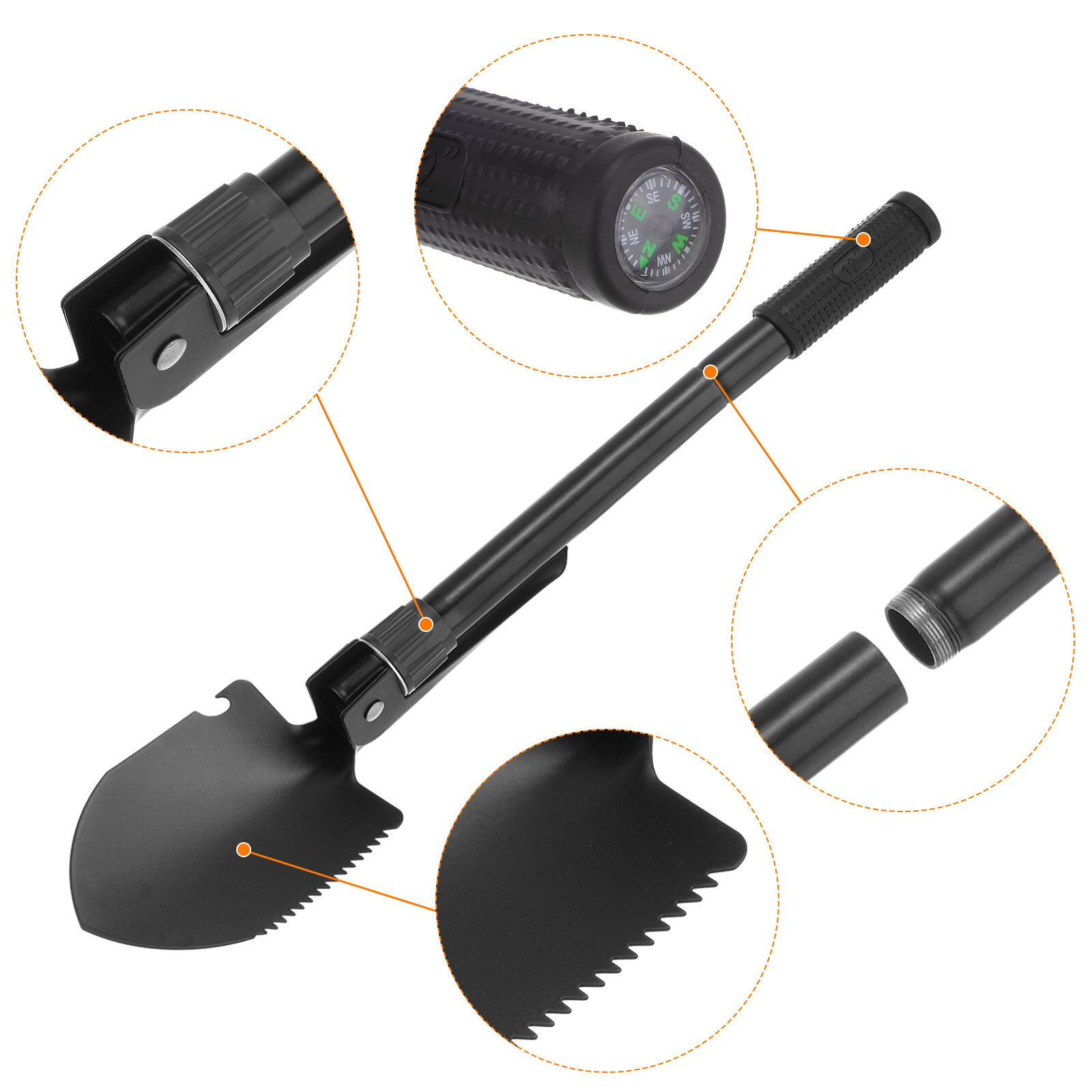 Folding Camping Shovels 41cm Gardening Shovel with NonSlip Handle