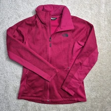 North Face Jacket Womens M Pink Full Zip Lightweight Fleece Lined Logo Outdoor