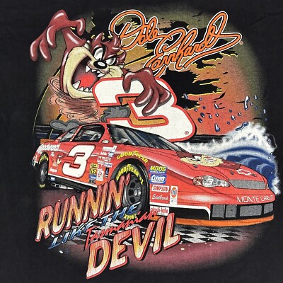 Vintage Y2K 2000 DALE EARNHARDT TAZ Tasmanian Devil Shirt Black Sz
