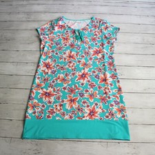 Lands' End Women's Beach Dress Swim Cover Up Size S 6 8 Floral Rashguard