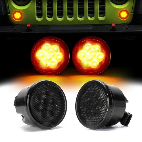 For Jeep Wrangler JK JKU 2007-2018 Front LED Turn Signal Lights Blinkers Parking - Bild 2 von 12