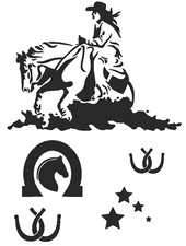 STENCILS CRAFTS TEMPLATES SCRAPBOOKING WESTERN COWGIRL STENCIL - 1 A4 MYLAR