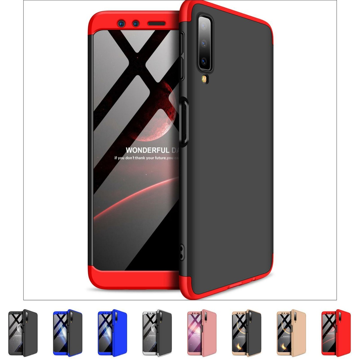 Funda para móvil Samsung Galaxy A7 2018 A750 smartphone 360 grados protección con cristal