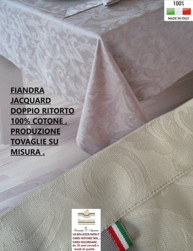 TOVAGLIA FIANDRA JACQUARD DOPPIO RITORTO CM. 180 X 270 CON 12 TOVAGLIOLI , perla - Picture 7 of 10