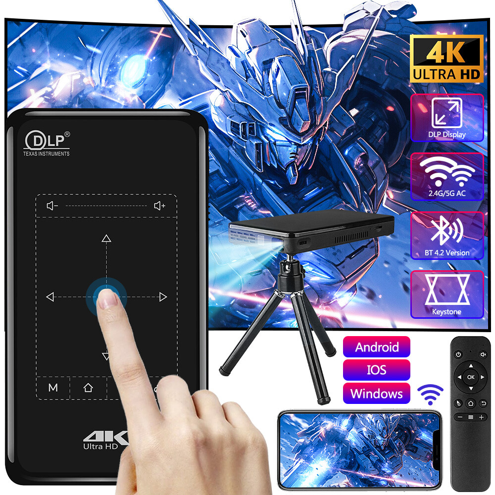 4K HD Smart DLP Mini Projector Android WiFi Bluetooth 1080P 8G HDMI Home Theater-image