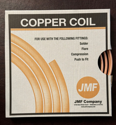JMF Company 6363204759806 10' Copper Coil Refrigeration Tubing 1/4" OD / 1/8" ID