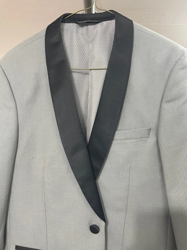 Gray with Black shawl lapel tuxedo Jacket - Image 2 of 4