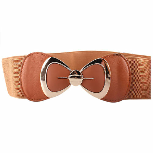 Womens Waist Belt Stretch Buckle Bow Wide Elastic Dress Cinch Corset Waistband - Bild 14 von 16