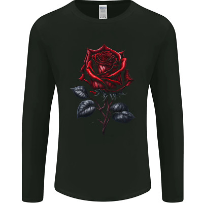 Gildan SoftStyle Herren Gothic Rose Langarm Maglietta Schwarz 64400