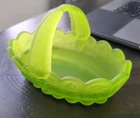 Vintage Westmoreland Green Satin Glass Split Handle Basket Paneled Grape