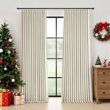 Pinch Pleated Blackout Linen Curtains 108 Inches Extra Long Curtain for Bedro...
