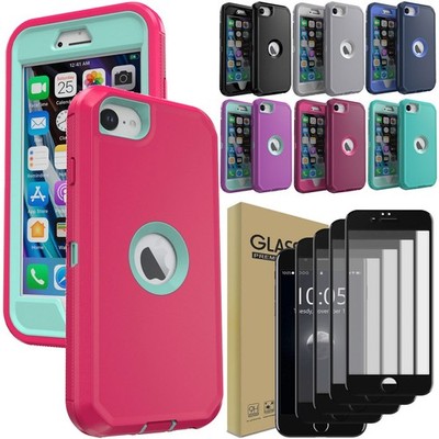 For iPhone SE 2020 SE 2022 Shockproof Soft Case Protective Cover Tempered Glass