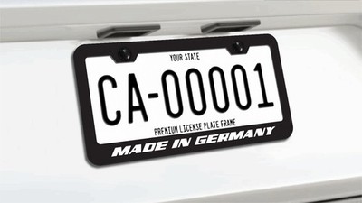 Made in Germany License Plate Frame 100% Steel W/ Screws and Caps
