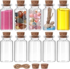10PCS Small Glass Bottles with Cork Lids - Mini Empty Jars for DIY Crafts, Wedd