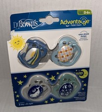 Dr. Brown's Advantage Day Night Pacifiers 0-6 Months Glow in the Dark 4-Pack