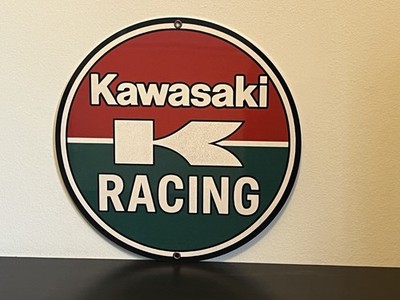 Kawasaki Racing Motorcycle Vintage  Style Metal Sign