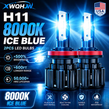 H11 Led Headlight Super Bright Bulbs Kit Highlow Beam 8000k Ice Blue Xwqhjw