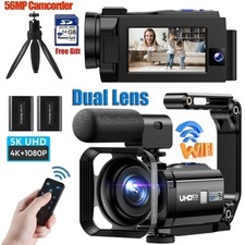5K Digital Video Camera 56MP WiFi YouTube Vlogging Dual Lens Camcorder 16X Zoom