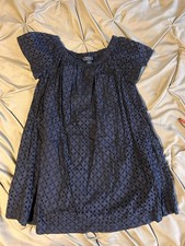Polo Ralph Lauren Girls Sz 8 Navy Blue Ruffle Eyelet Dress Summer Sleeveless
