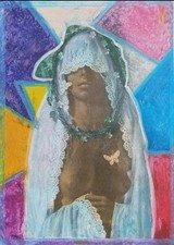 Woman Portrait Modern Art Oil Pastel Mix Media A4 Paper Modern Art Picture