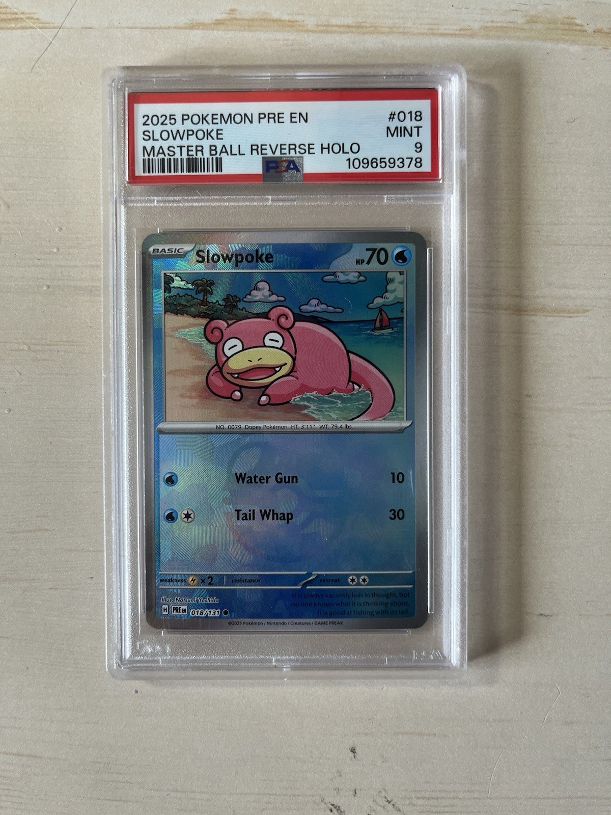 Slowpoke (Master Ball Pattern) 018/131 Sv: Prismatic Evolutions Holo PSA 9