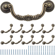Waziaqoc 6PCS Antique Drop Bail Pulls, 5 Inch Hole Center Shabby Chic Drawer Pul