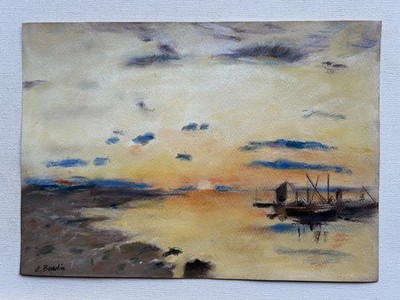 Eugene Boudin (handgemacht) Zeichnung auf antikem Papier signiert und versieg...