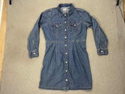 Levi's Denim Shirt Dress Womens XL Blue Western Snap Front Casual