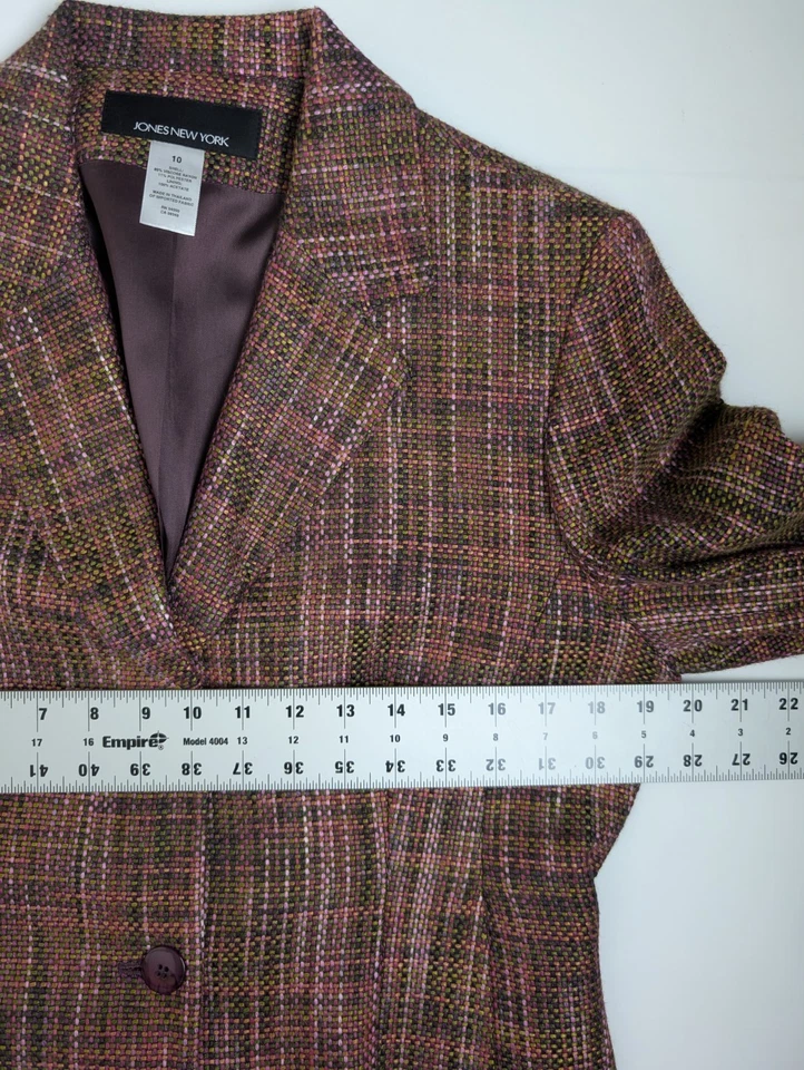 Jaqueta Blazer Feminina Jones New York Tamanho 10 Multicolorida Tweed 2 Botões - Imagem 4 de 4