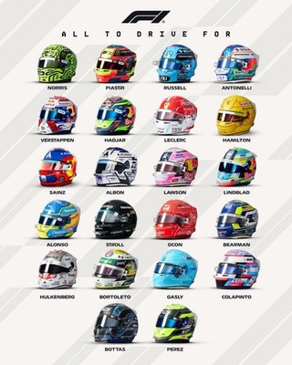 Formula 1 All 22 Confirmed Driver Helmets 2026 Poster