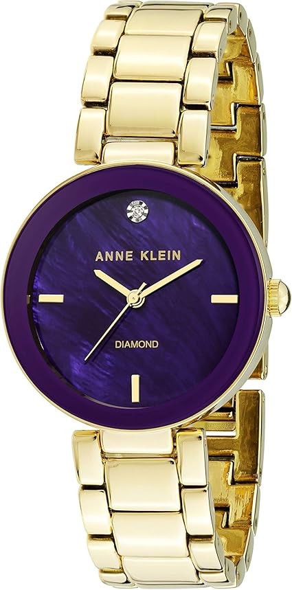 Second Watch Hand Ladies Gold-Tone Purple Klein with Dial Anne - vintagewatches.pk