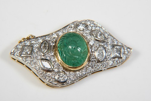 N92N18- Gold 750 18kt Schließe nat. Diamanten ca. 4,86ct Smaragd ca. 7,5ct - Bild 2 von 12