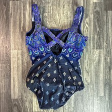 Robby Len SwimFashions Size 12 One-Piece Swimsuit Purple Blue Paisley Vintage