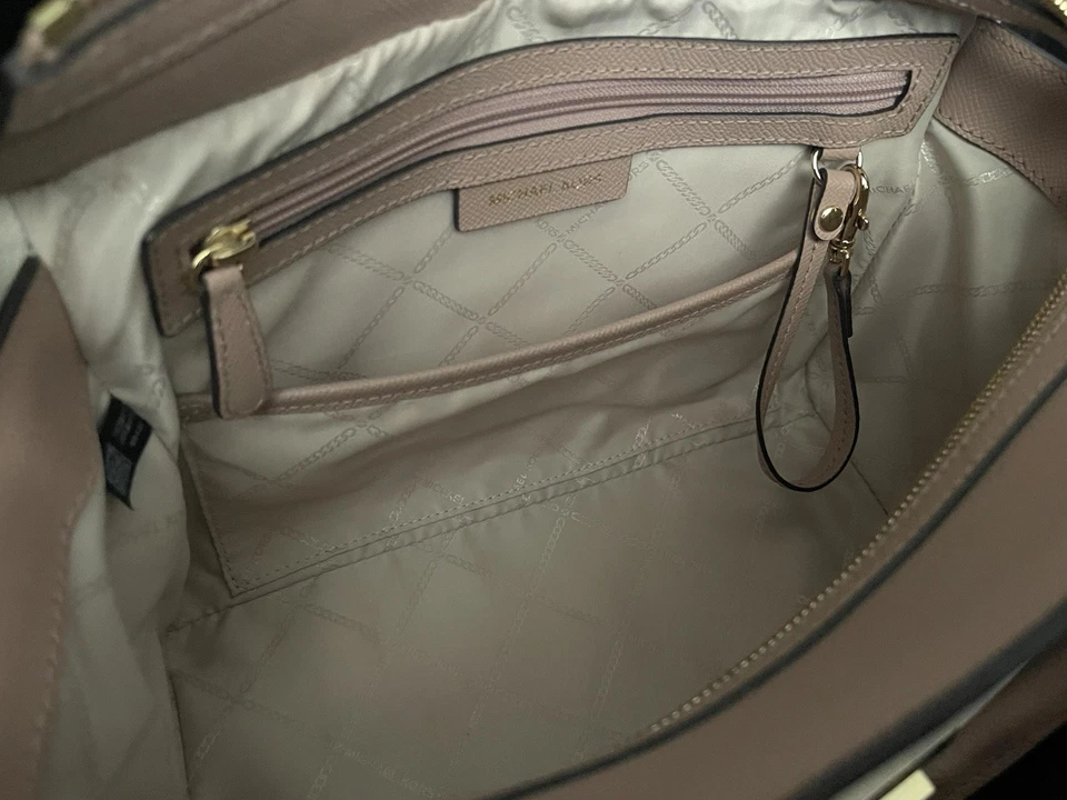 MICHAEL KORS Women's Sylvia Pink Crm Leather Satchel Crossbody Shoulder HandBag - Image 3 of 4