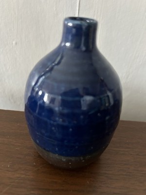 Vintage 1970s Otagiri Ome Japanese Navy Brown/ Gray Bud Vase