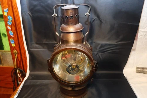 Old Train Lamp Railway Lamp-Electrified-Glass is Faulty-Approx. 40 cm