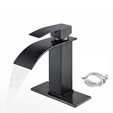 Bathroom Sink Faucet Single Handle 1 Hole Vanity Mixer Taps w Panel Water Pipes