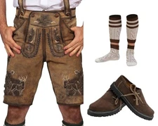 German Bavarian Authentic Lederhosen Oktoberfest Lederhosen Shoes & Socks Outfit