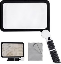 Full Page Magnifier with Light,Large Magnifying Glass for Reading,5X Black
