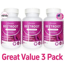 3PCS Rosabella Organic Beet Root Capsules - 60 Count, Natural Energy  Blood Pre