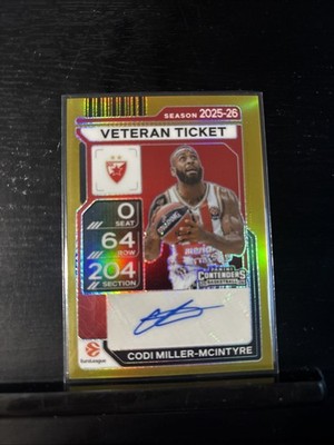 2025-26 Contenders Codi Miller-McIntyre Gold Veteran Auto /10