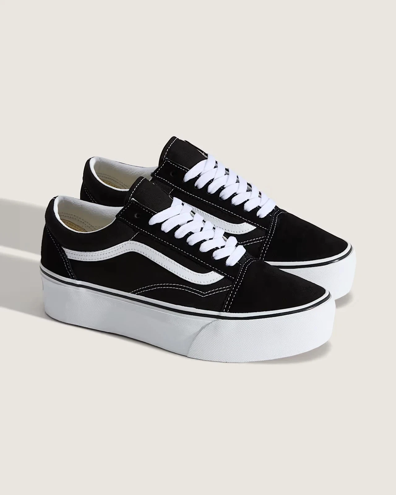 Vans Old Skool Platform Original Iconic Shoes Black/ White